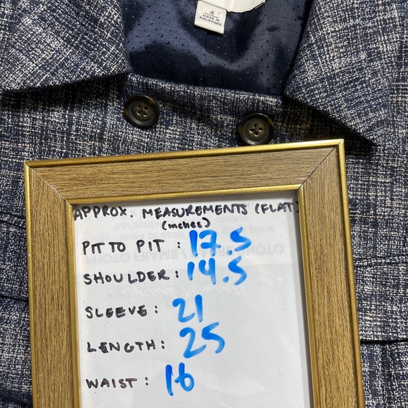 Linen Blend Blazer 4 Banana Republic Double Breasted Crosshatch Tweed Jacket - Picture 4 of 14